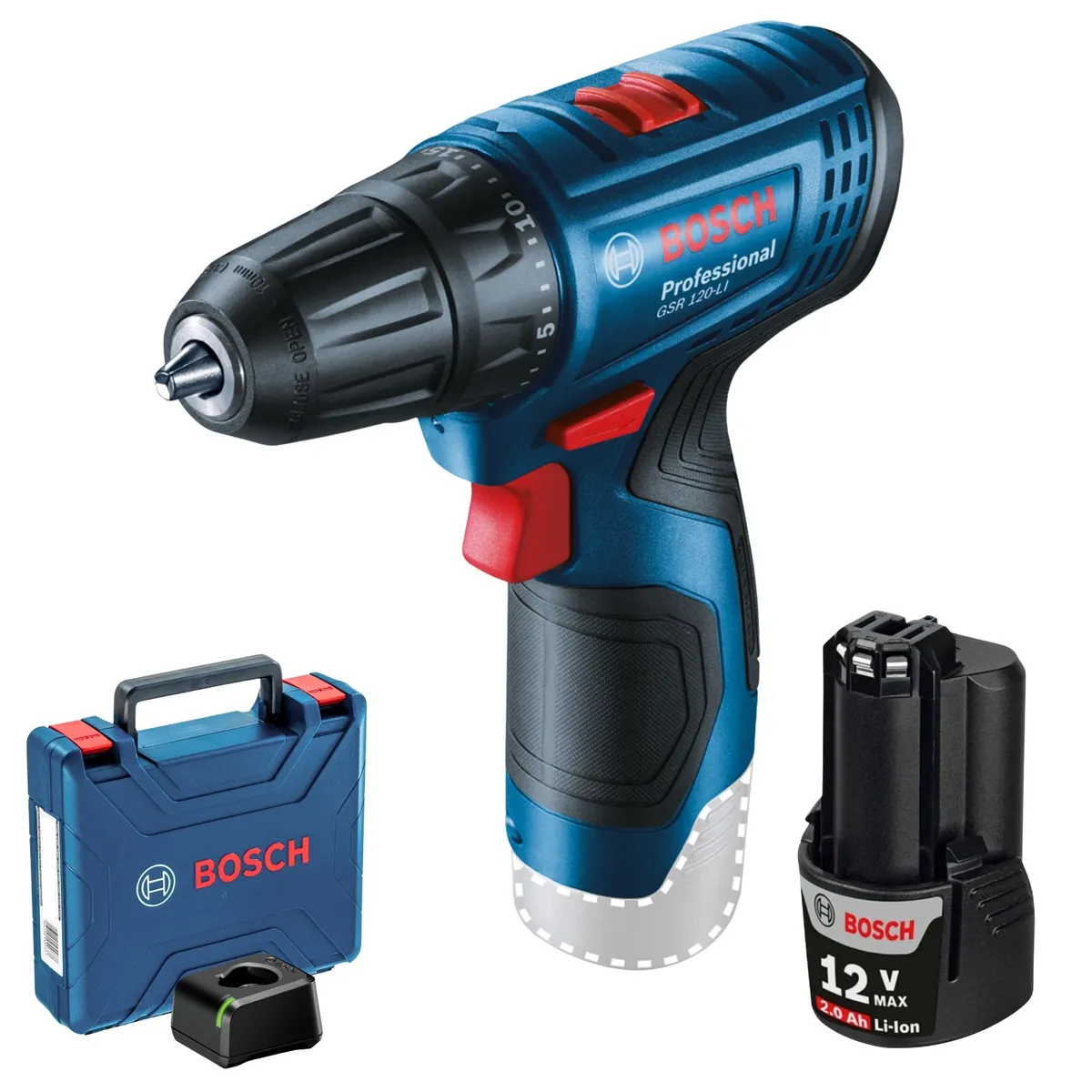 BOSCH - Taladro Atornillador Inalámbrico 3 /8" 12V GSR 120-LI+1 Bat + Cargador