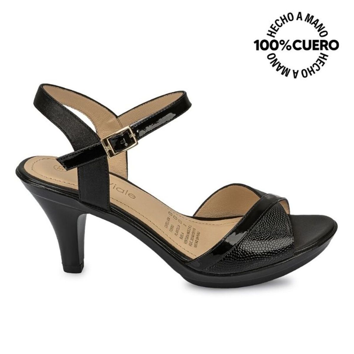 VIALE - Sandalia Dorsay Casual DAYA-2505 Negro Viale Cuero