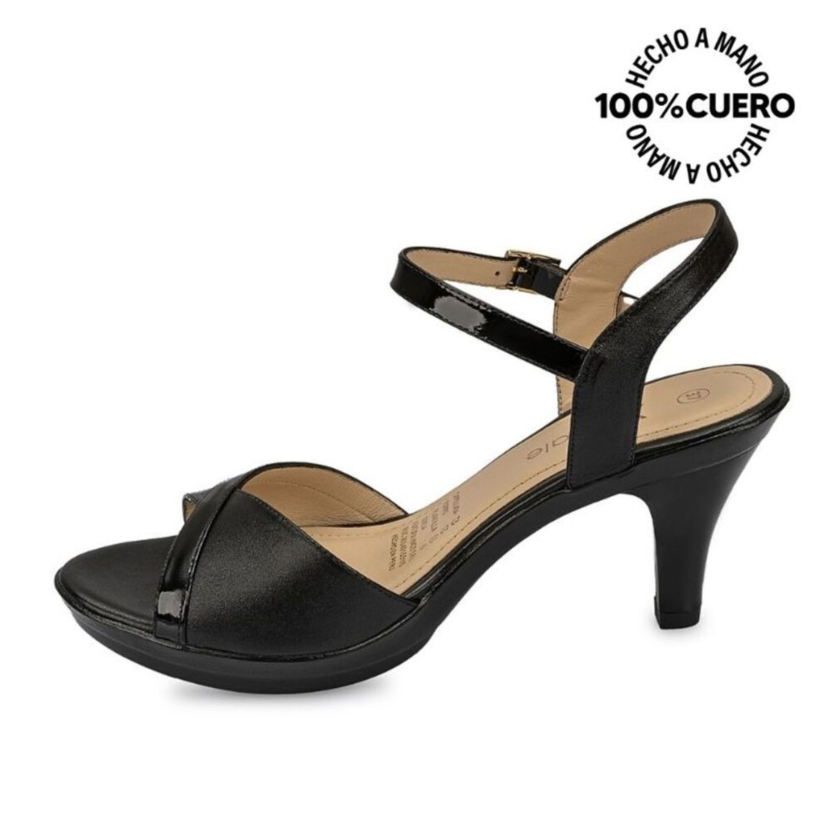 VIALE - Sandalia Dorsay Casual DAYA-2505 Negro Viale Cuero