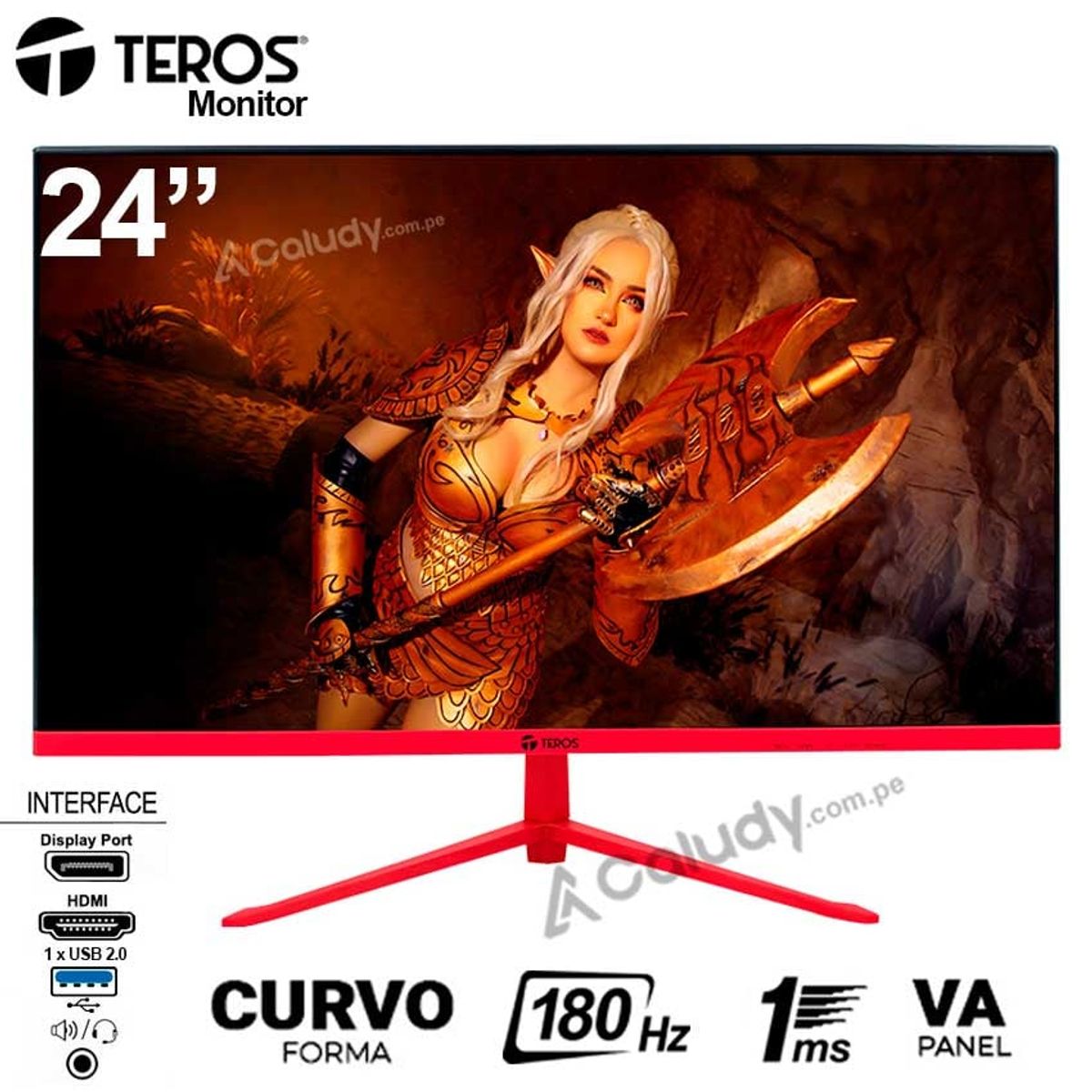TEROS GAMING - Monitor Gaming Curvo TEROS TE-2473G 180Hz 1ms FHD VA USB DP HDMI
