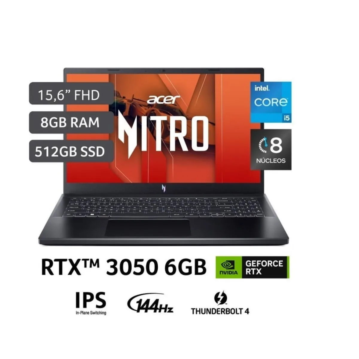 ACER - Laptop Acer Nitro V 15 ANV15-15-526M Intel I5 13420H 8gb 512gb 6G RTX3050 15.6FHD 144hz Window 11
