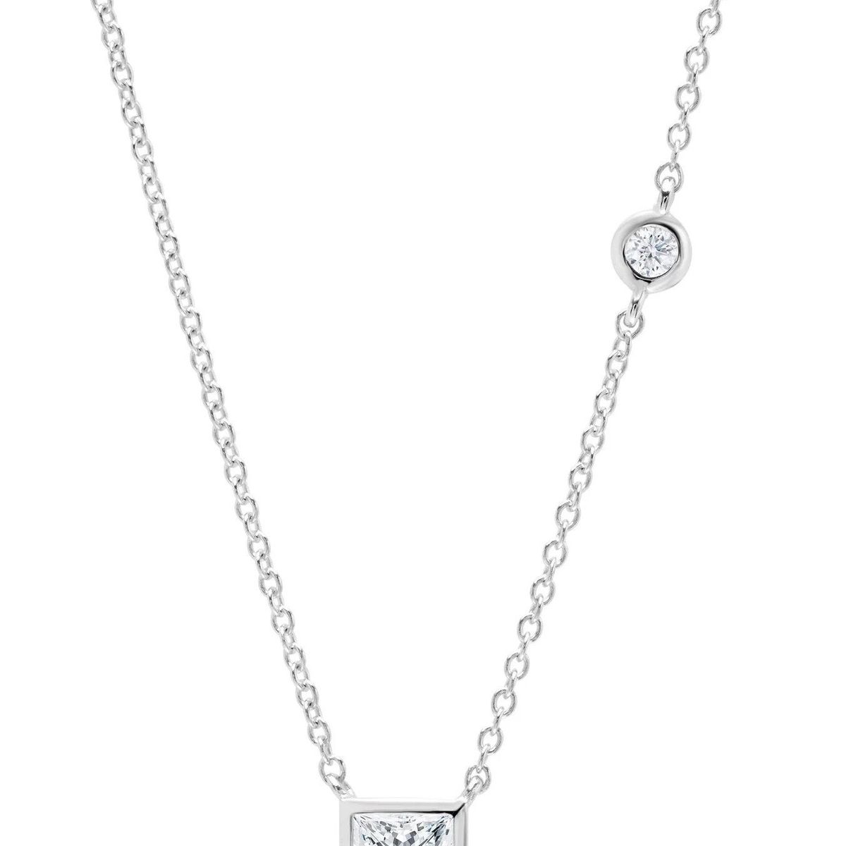 CRISLU - Collar cuadrado asimétrico acabado en platino