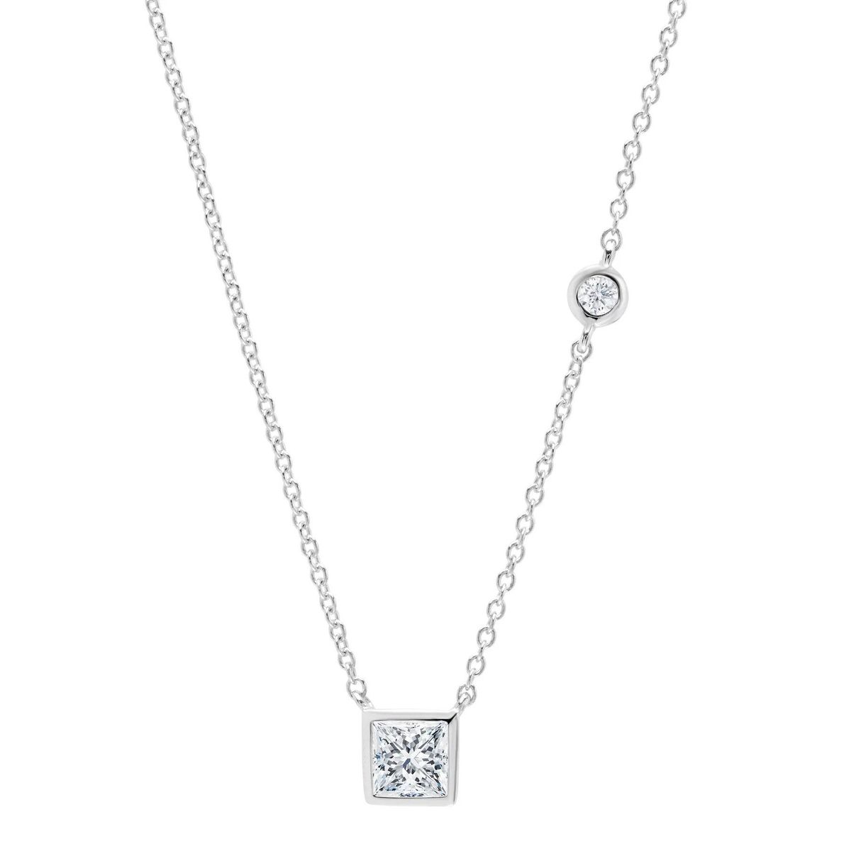 CRISLU - Collar cuadrado asimétrico acabado en platino