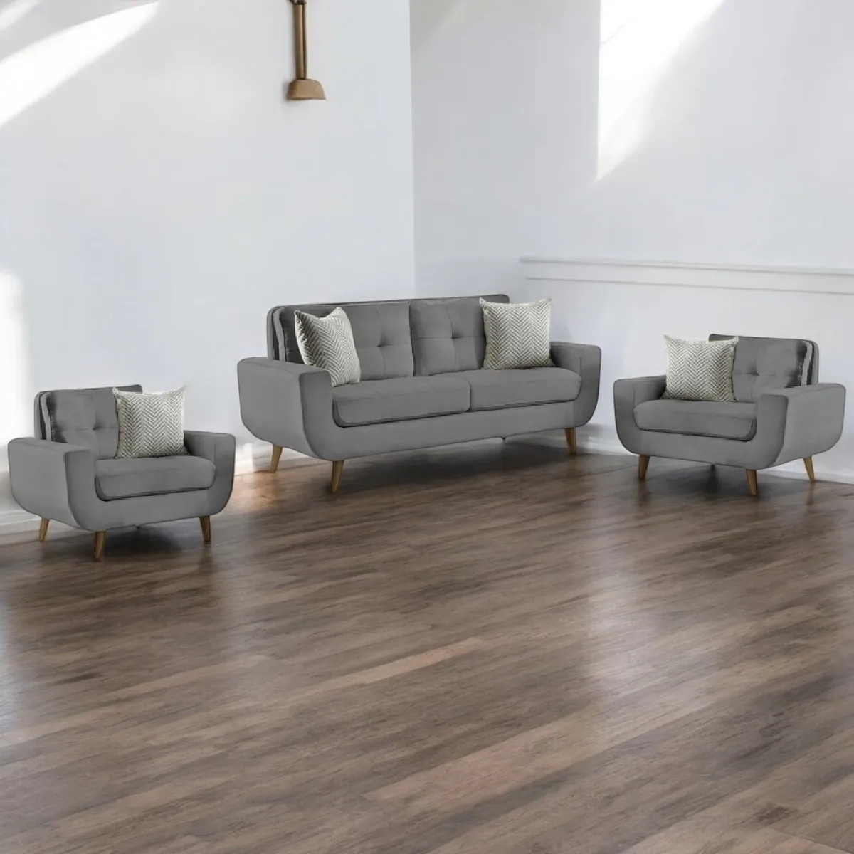 ALTO HOGAR - Juego de Sala 2 1 1 Kayruth Gris Oscuro Tapiz Antifluido