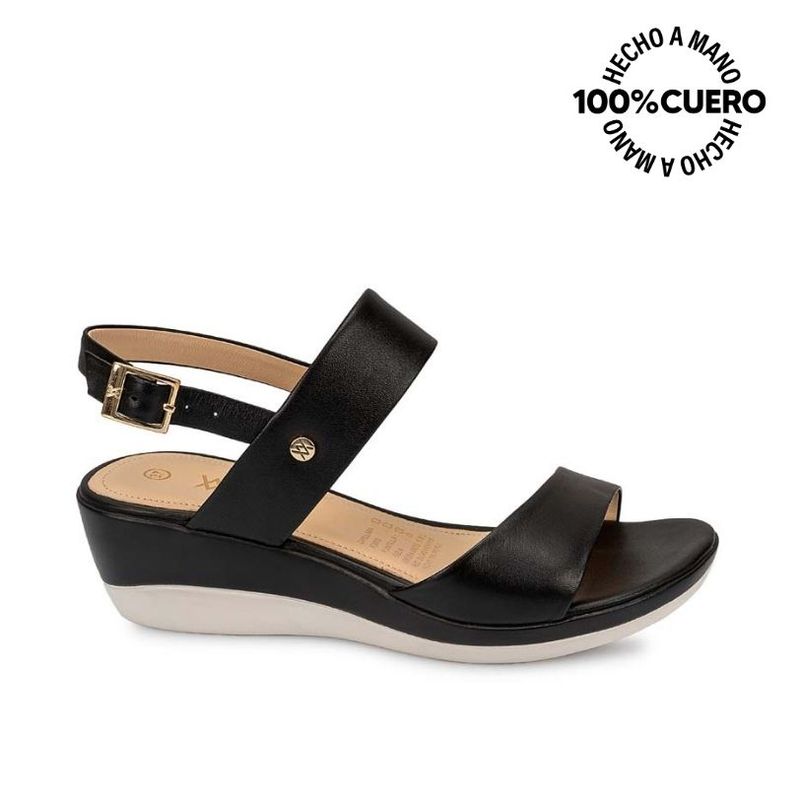 VIALE - Sandalia Dorsay Casual ALE-2203 Negro Viale Cuero