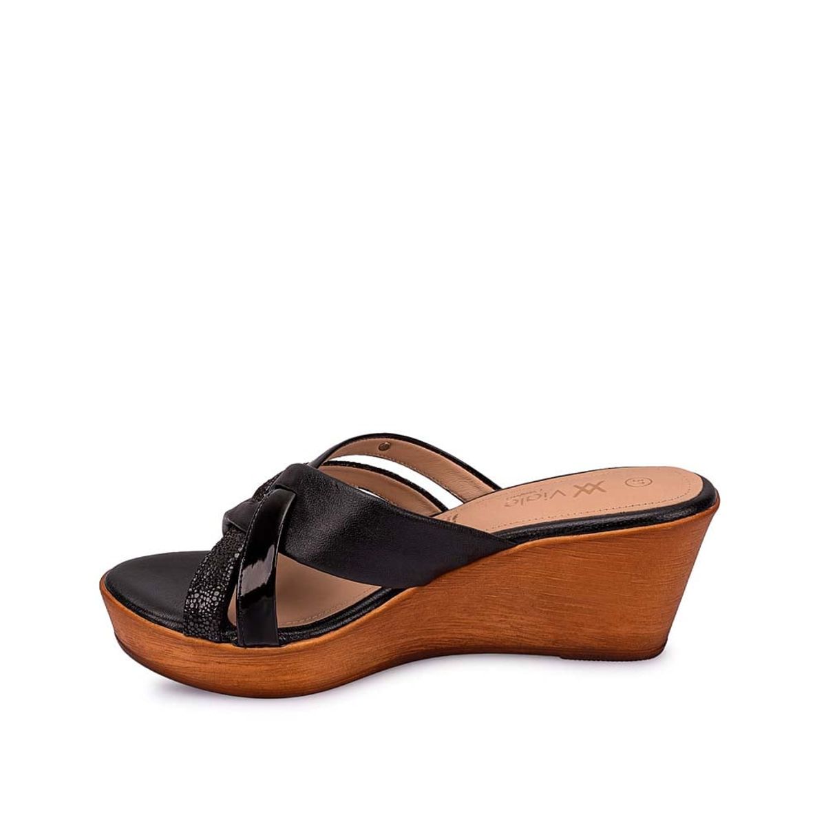 VIALE - Sandalia Slide Casual ECO-2502 Negro Viale Cuero