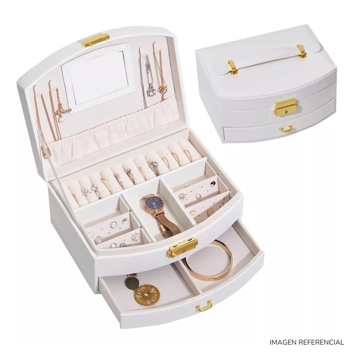 INSPIRA MARKET - Joyero Cofre de Accesorios 3 niveles Elegante