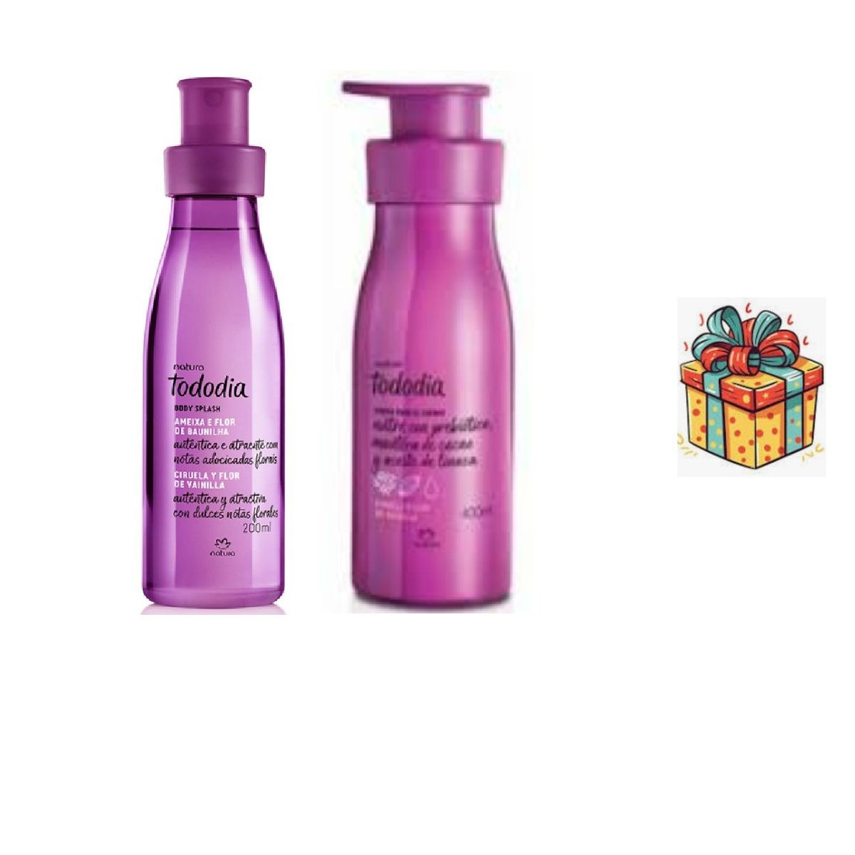NATURA - Kit tododia ciruela body splash + crema corporal y regalito