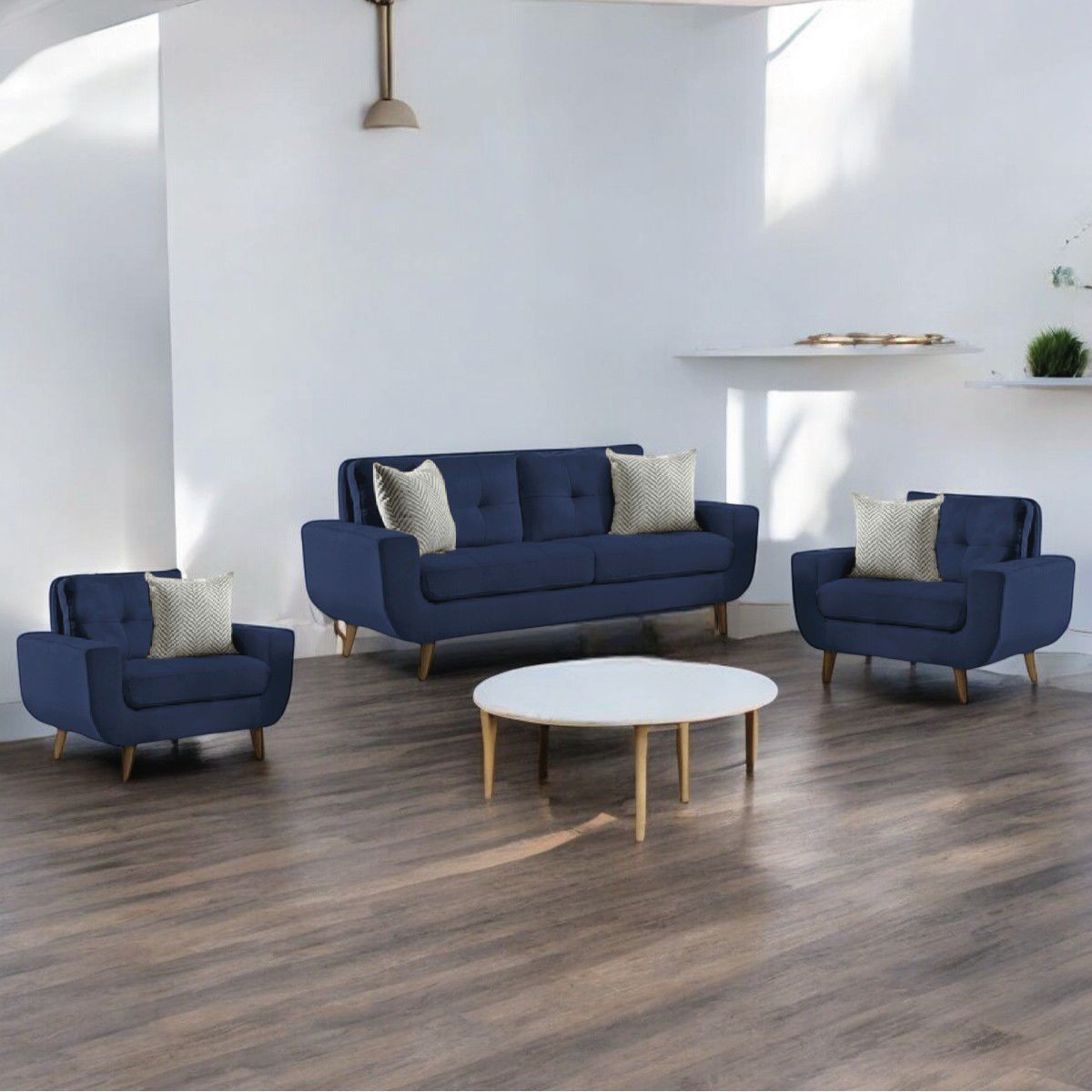 ALTO HOGAR - Juego de Sala 2 1 1 Kayruth Azul Cobalto Tapiz Antifluido