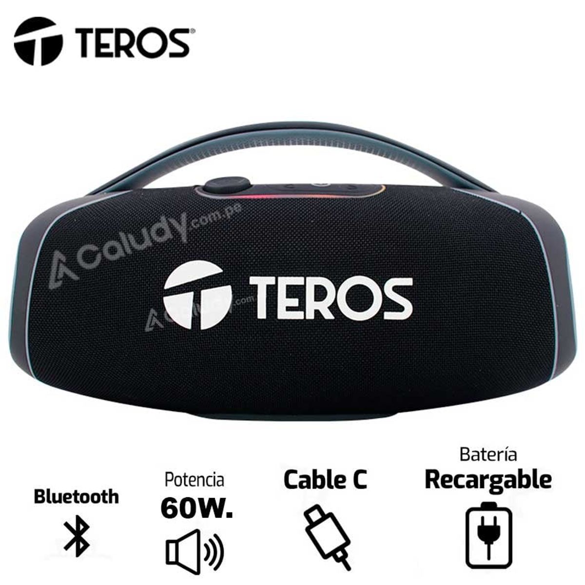 TEROS - Parlante Teros Portatil 60 WATTS TE-6045N Negro bluetooth  Recargable