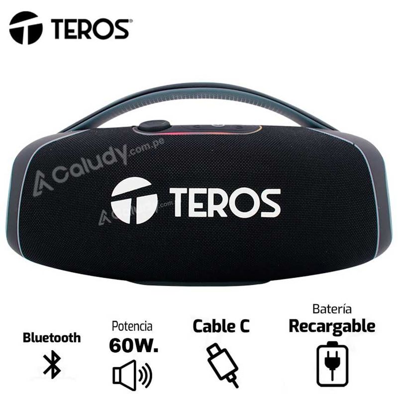 TEROS - Parlante Teros Portatil 60 WATTS TE-6045N Negro bluetooth  Recargable