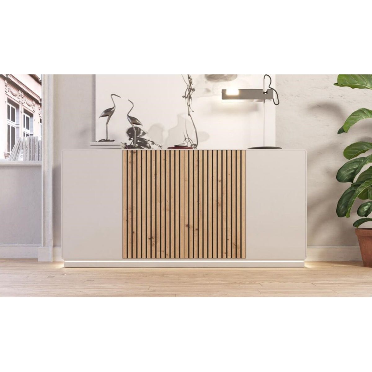 TU MESITA - Aparador 4 puertas 2 cajones internos Kimbo BlancoDuna TU MESITA