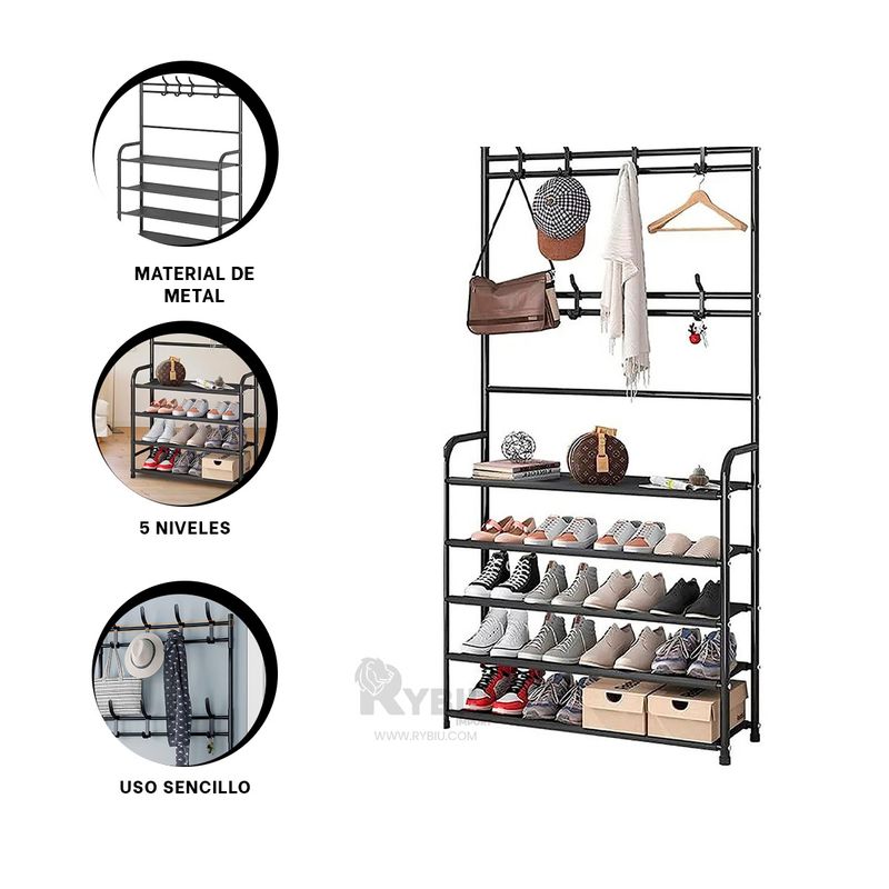 GENERICO - Portazapatos Espacioso y Practico en Negro Y+Gift Stickers