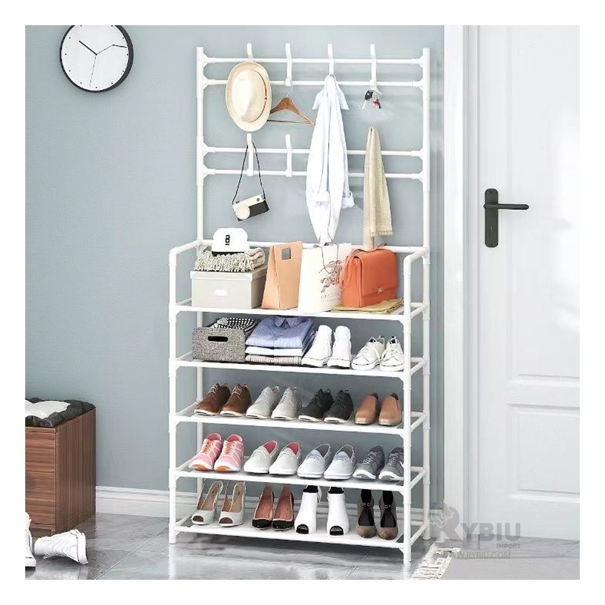 GENERICO - Rack Facil de Armar en Blanco Y+Regalo Ligas para Peinar