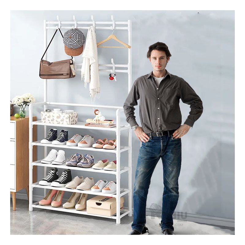 GENERICO - Zapatera con Perchero en Blanco Y+Regalo Agendita