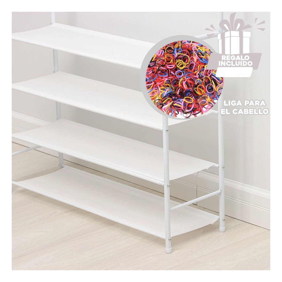 GENERICO - Estante Diseño Curvo de Zapatos en Blanco Y+Ligas de Regalo