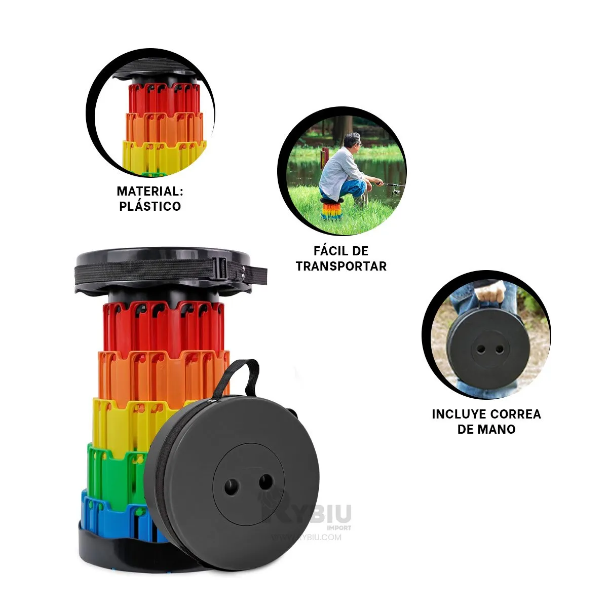 GENERICO - Banca Multiusos con Apoyo en Color Negro Y+Gift Stickers