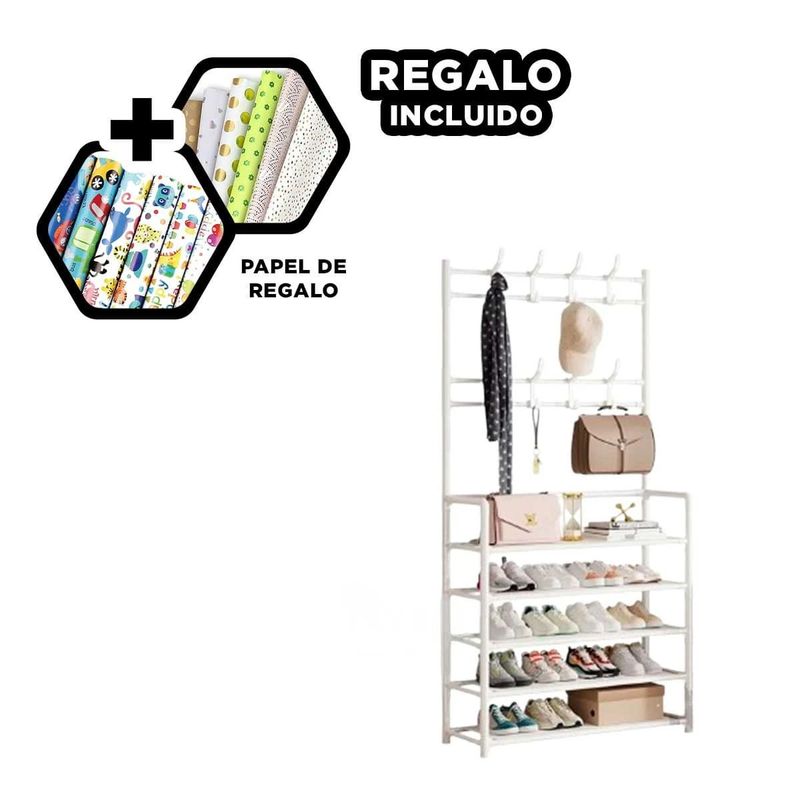 GENERICO - Zapatera Moderna Derecho 5 N en Blanco Y+Papel de Regalo