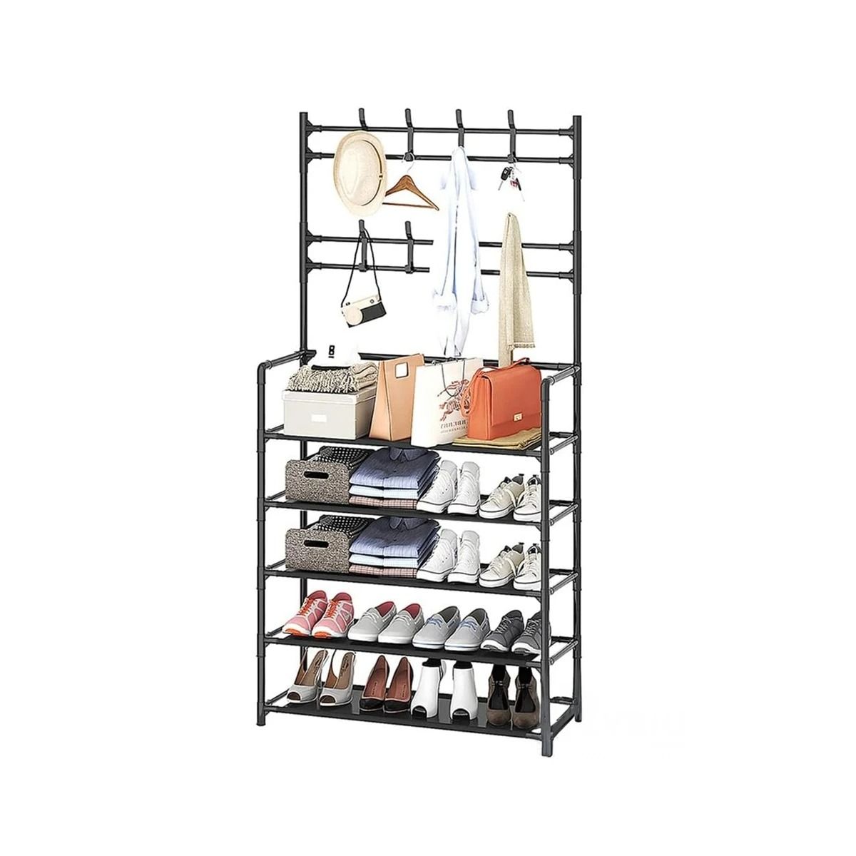 GENERICO - Rack con Ganchos Derecho 5 N en Negro Y+Ligas de Regalo