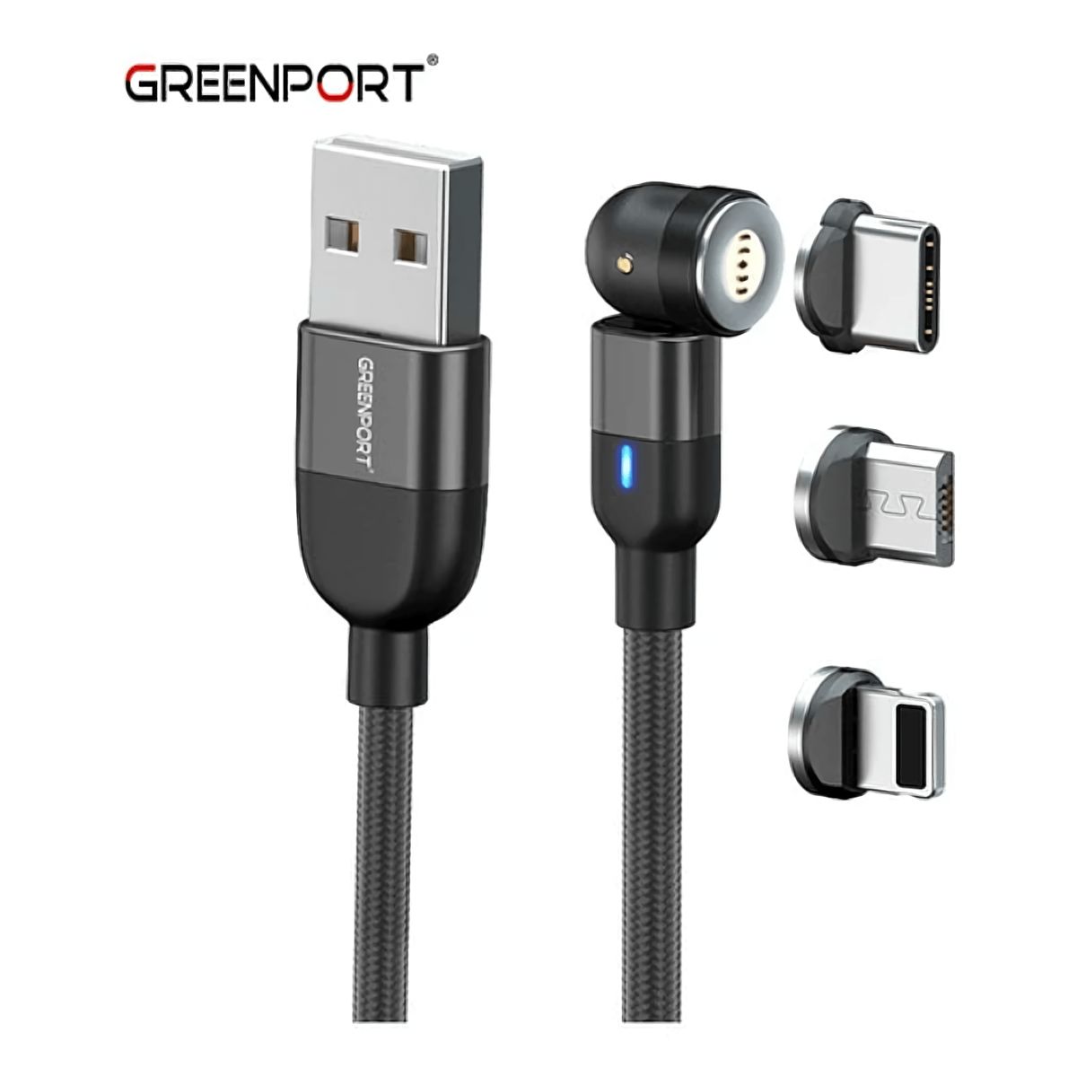 GENERICO - Cable Magnetico 3A Greenport Negro 1 metro