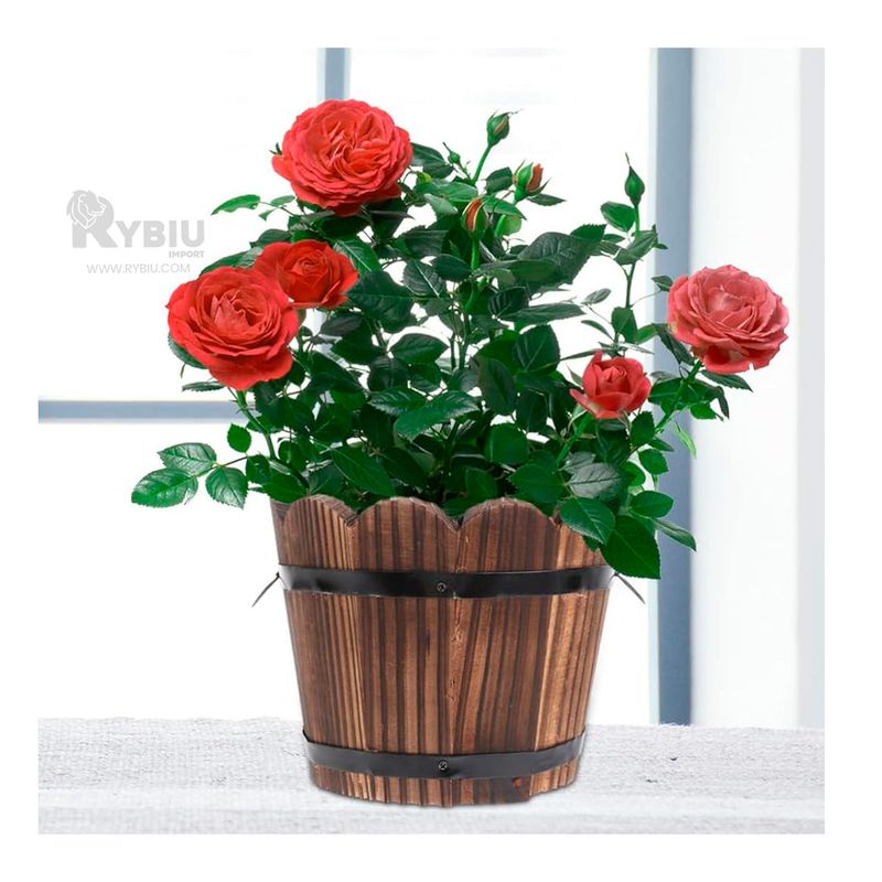 GENERICO - Macetero de Flores de Madera Modelo 15cm Y+Regalo Stickers