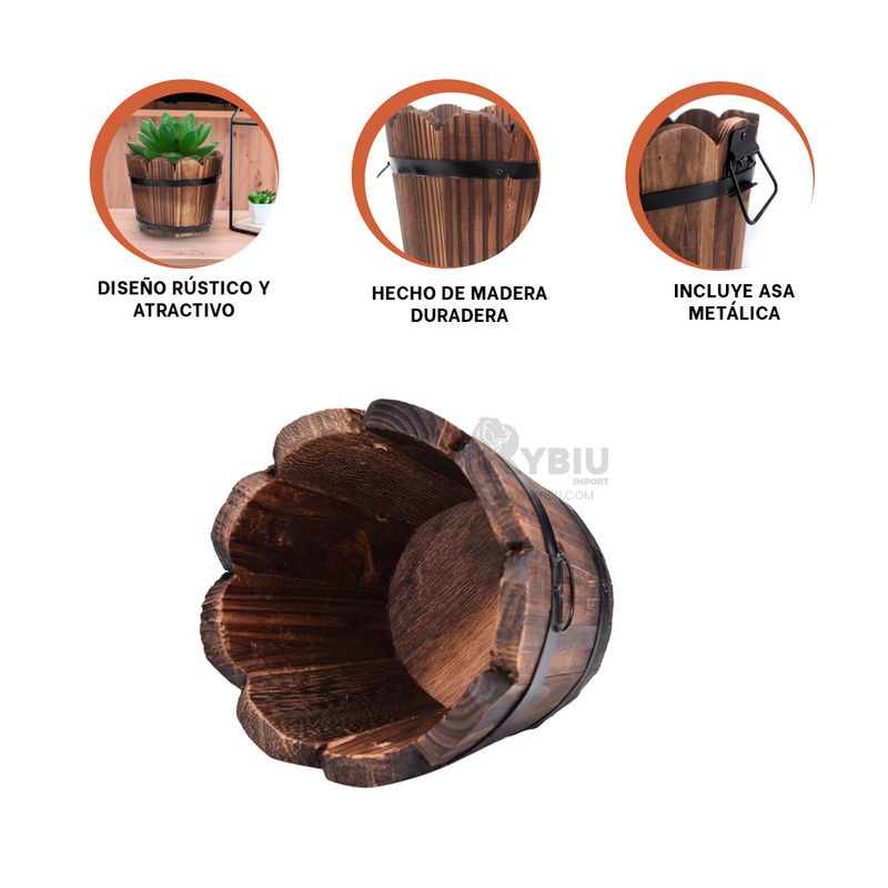 GENERICO - Maceta Elegante de Madera de 15cm Y+Envoltorio de Regalo