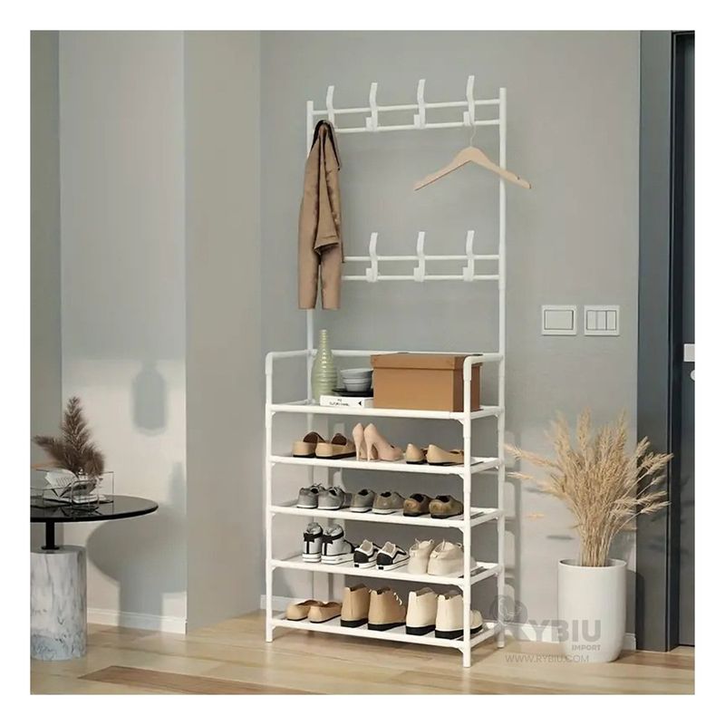 GENERICO - Zapatera con Perchero en Blanco Y+Regalo Agendita