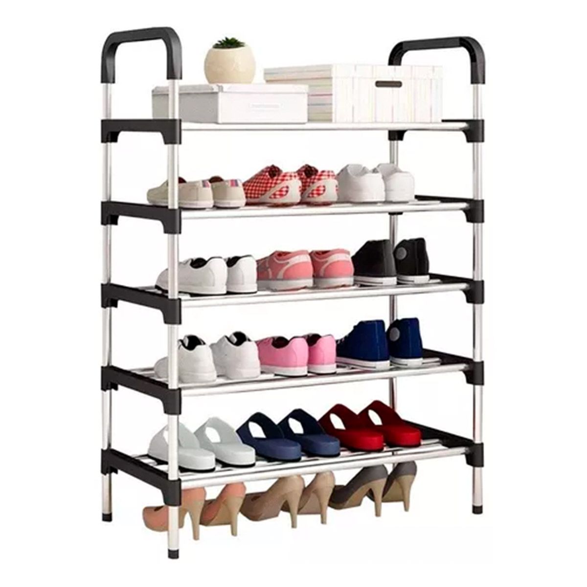 GENERICO - Zapatero Vertical Espacioso de 5 Niveles en Color Negro
