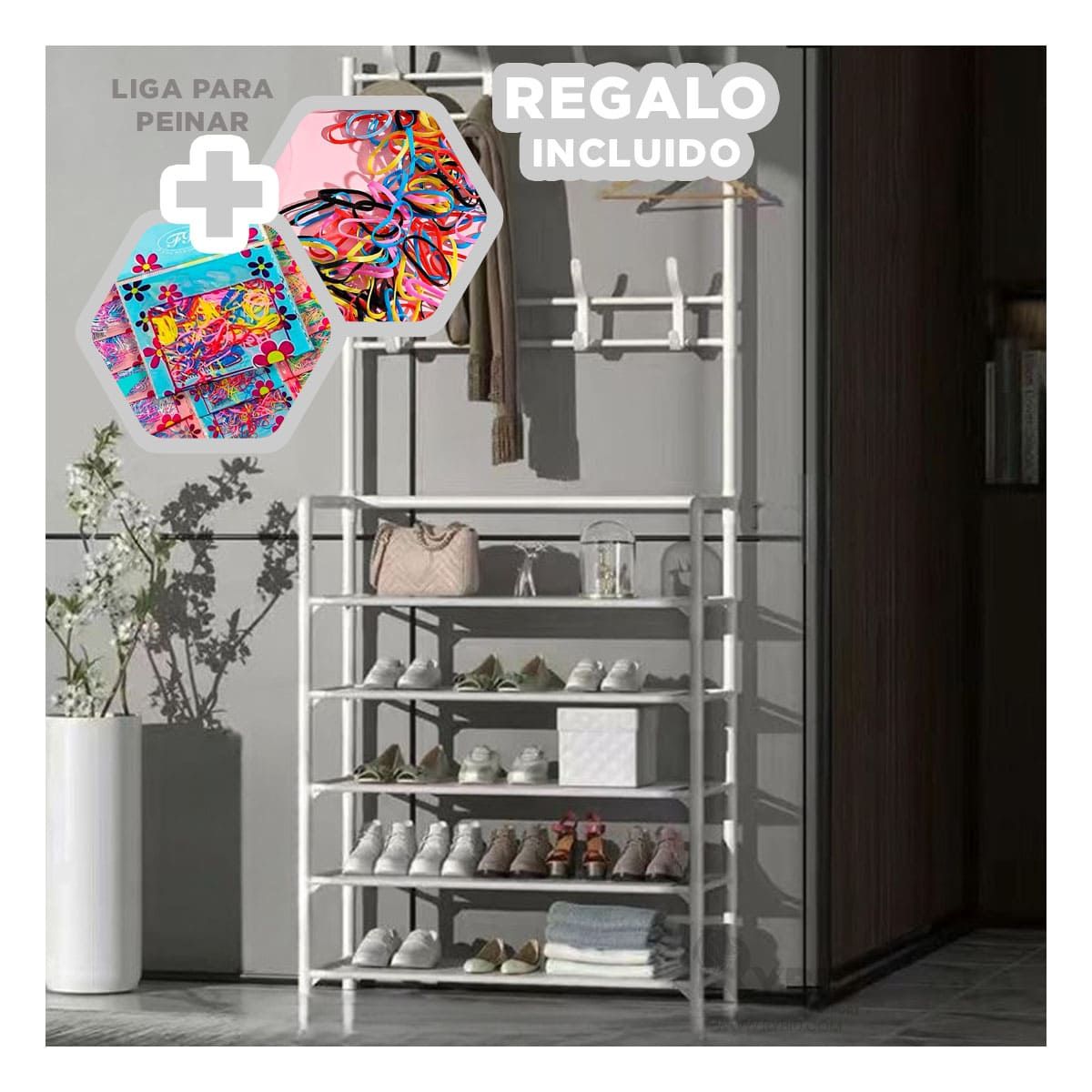 GENERICO - Estante para Organizar Calzado Blanco Y+Banderitas Adhesivas