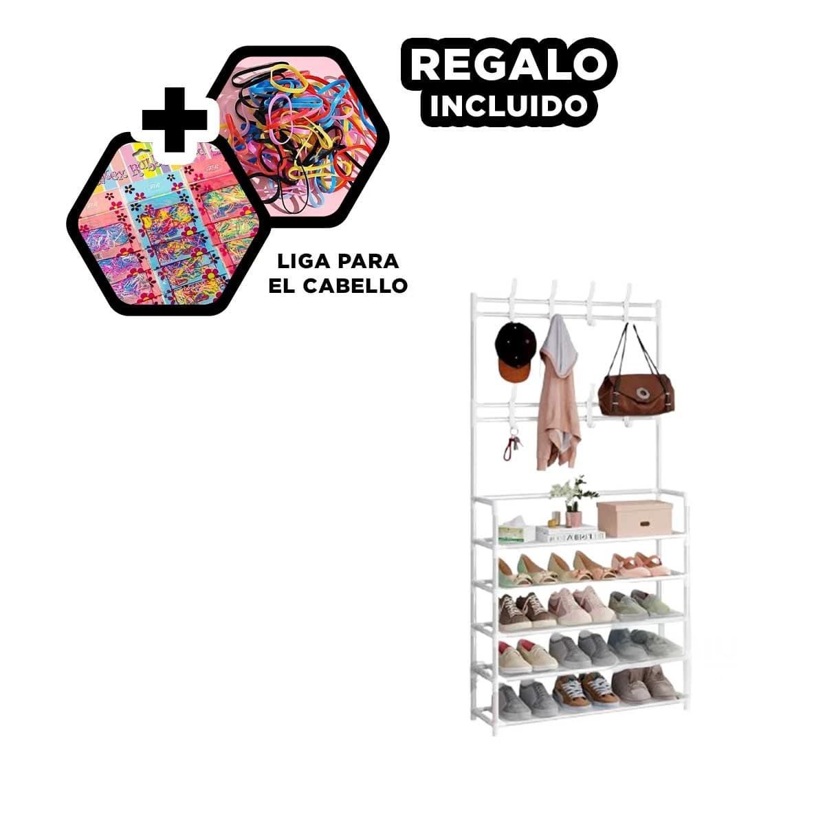 GENERICO - Rack con Ganchos Derecho 5 N en Blanco Y+Ligas de Regalo