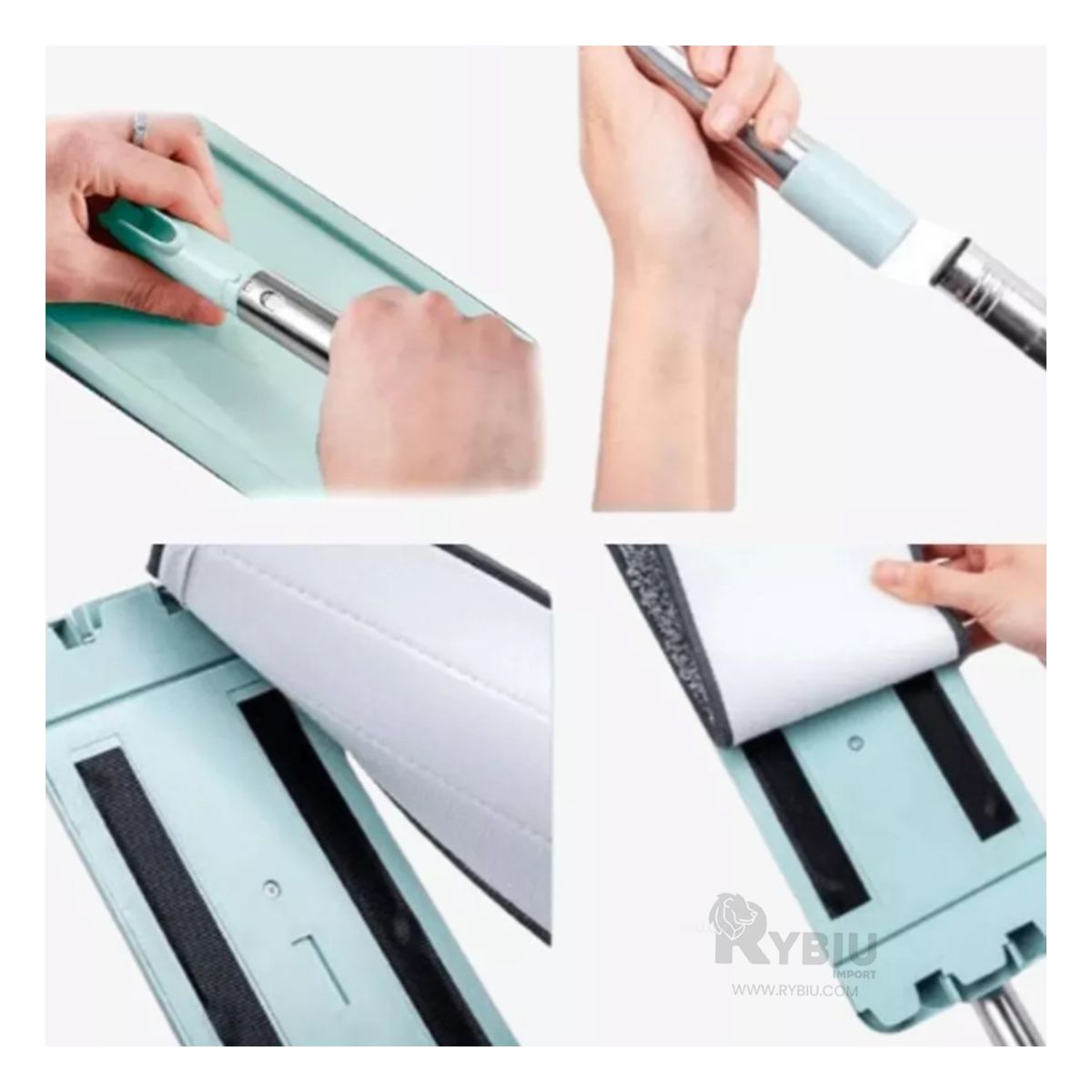 RYBIU IMPORT - Utensilio de Trapear en Tono Verde Agua Y+Post-it Adhesivos