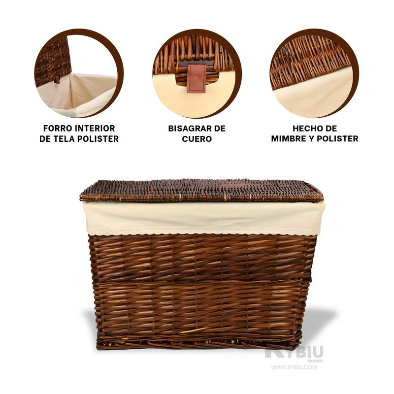 GENERICO - Canasta Ideal para Picnic con Tapa Marron Y+Regalo Agendita