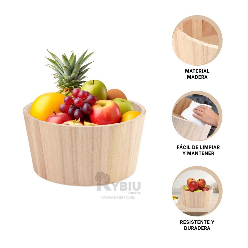 GENERICO - Recipiente Ideal y Circular en Madera Y+Ligas de Regalo