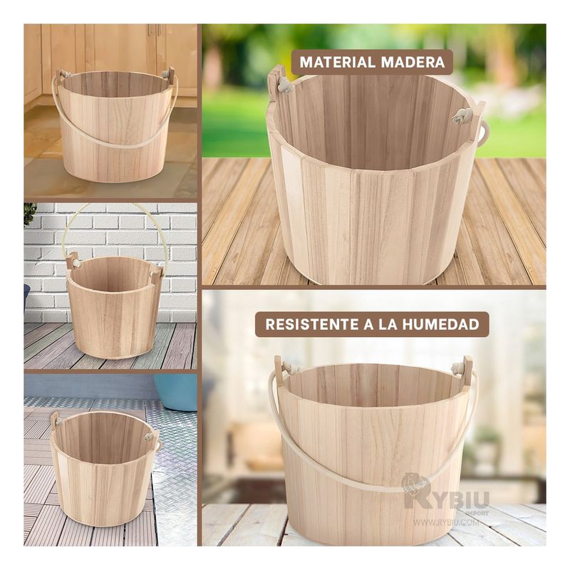 GENERICO - Balde Moderno para Hogar en Tono Madera Y+Gift MiniAgenda
