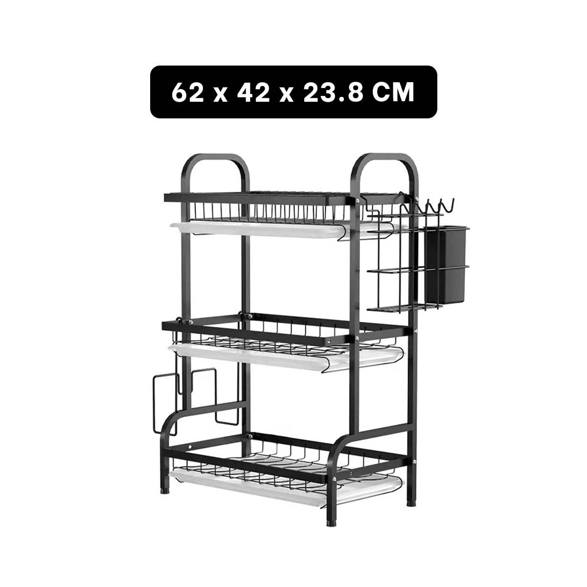 GENERICO - Escurridor de Utensilios 3 Pisos en Negro Y+Regalo Stickers