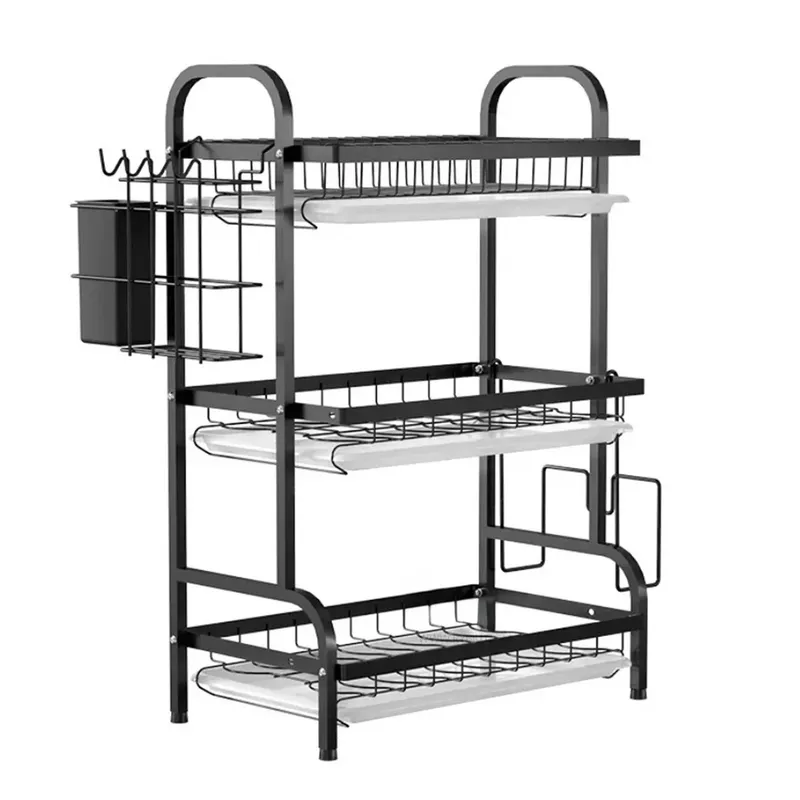 GENERICO - Escurridor de Platos de 3 Niveles Sporte y Bandejas en Negro