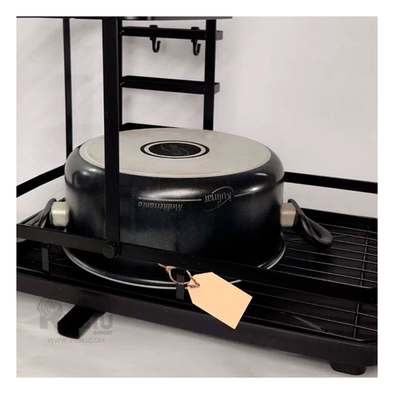 GENERICO - Escurridor de Platos de 3 Niveles con Drenaje en Color Negro