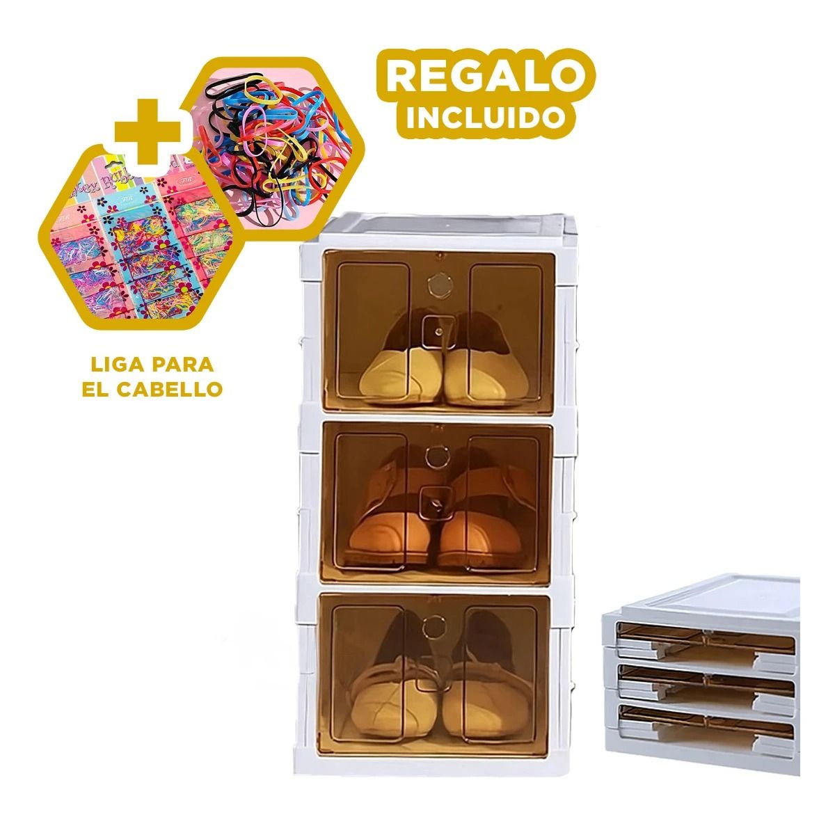 GENERICO - Estructura de Zapatos 3N Blanco Tapa Ambar Y+Ligas de Regalo