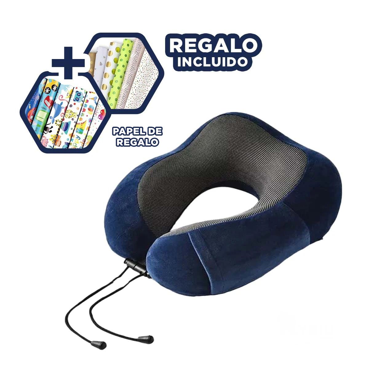 GENERICO - Almohada Cervical para Viajar Azul Espuma Y+Papel de Regalo