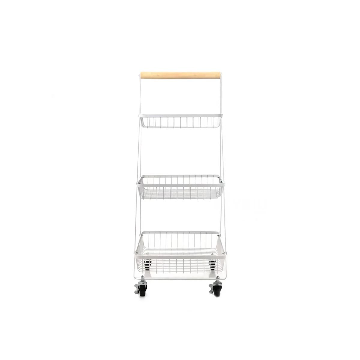 GENERICO - Estante Triangular de 3 Niveles con Ruedas en Blanco