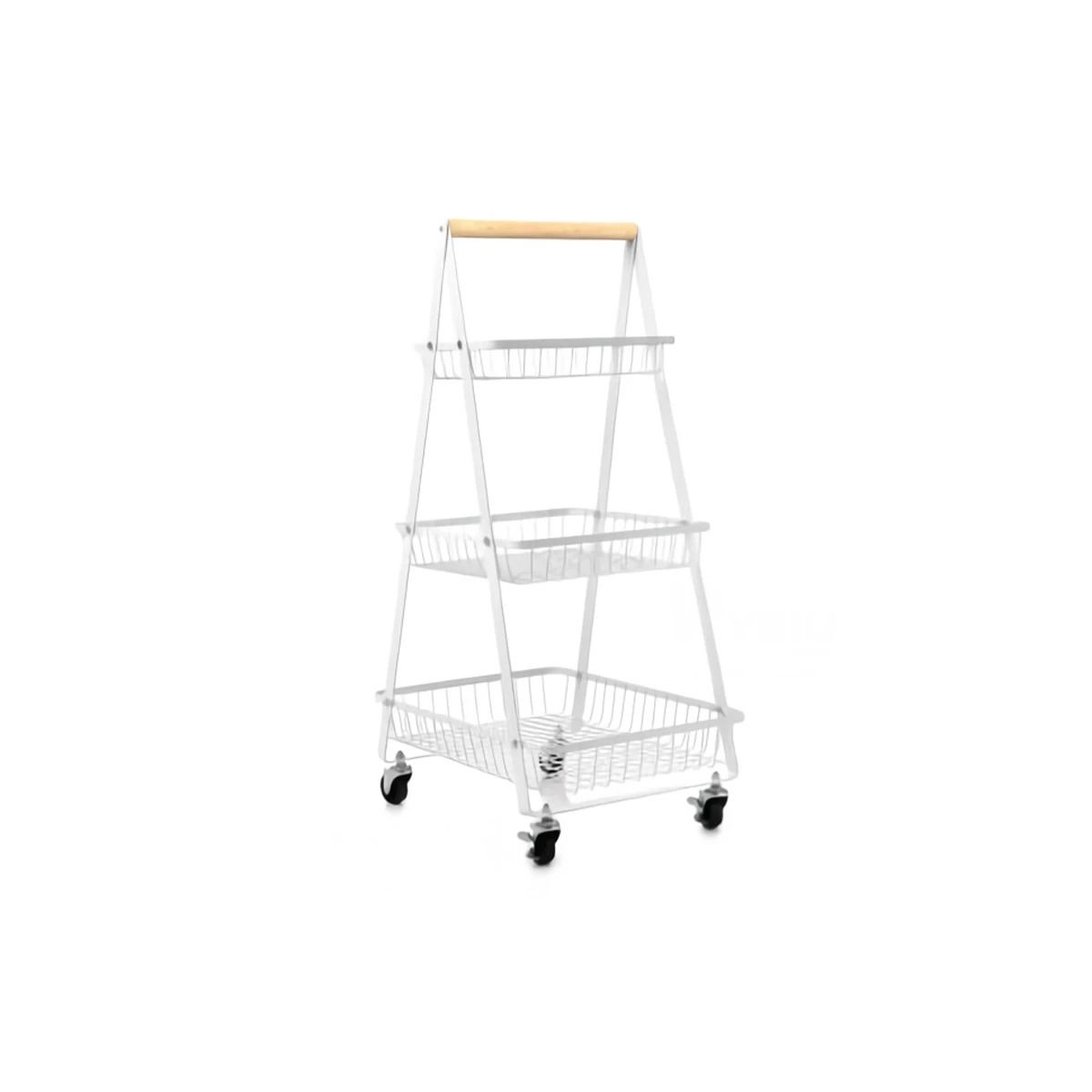 GENERICO - Estante Triangular de 3 Niveles con Ruedas en Blanco