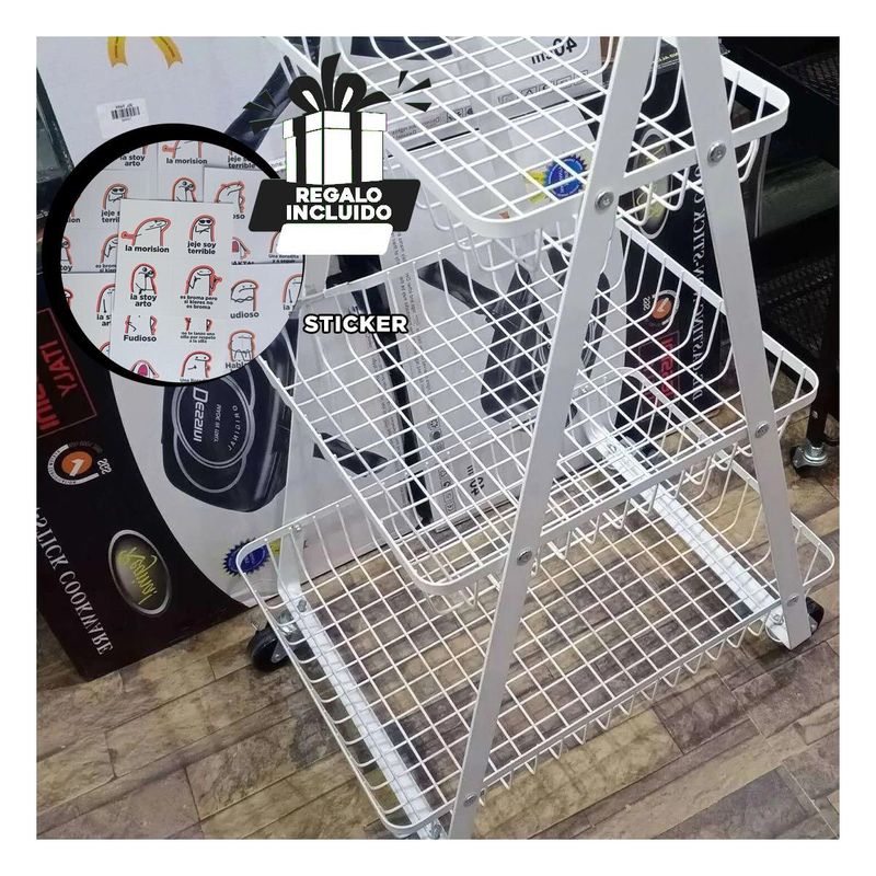 GENERICO - Estante Portatil de 3 Niveles Blanco Y+Regalo Stickers