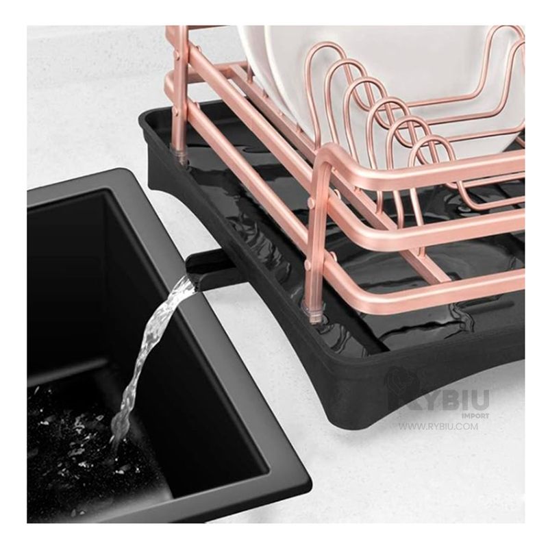 GENERICO - Escurridor de Platos y Utensilios con Drenaje en Oro Rosa