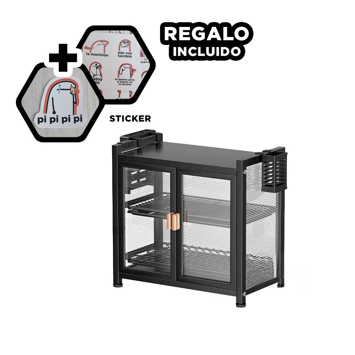 GENERICO - Escurridor de Utensilios 2 Niveles Negro Y+Regalo Stickers