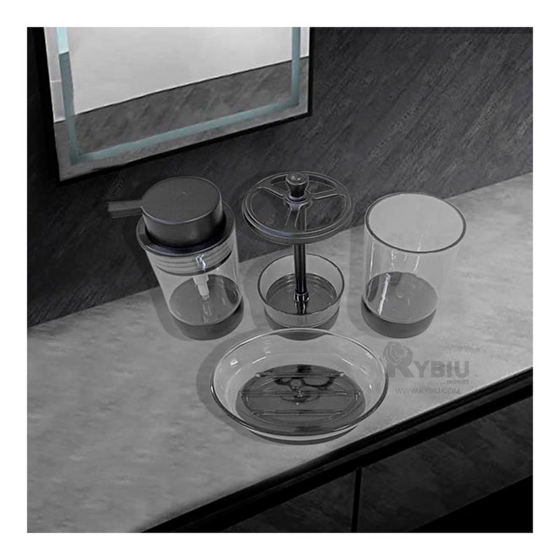 GENERICO - Set Completo de Baño Esencial de 4 Piezas en Color Negro