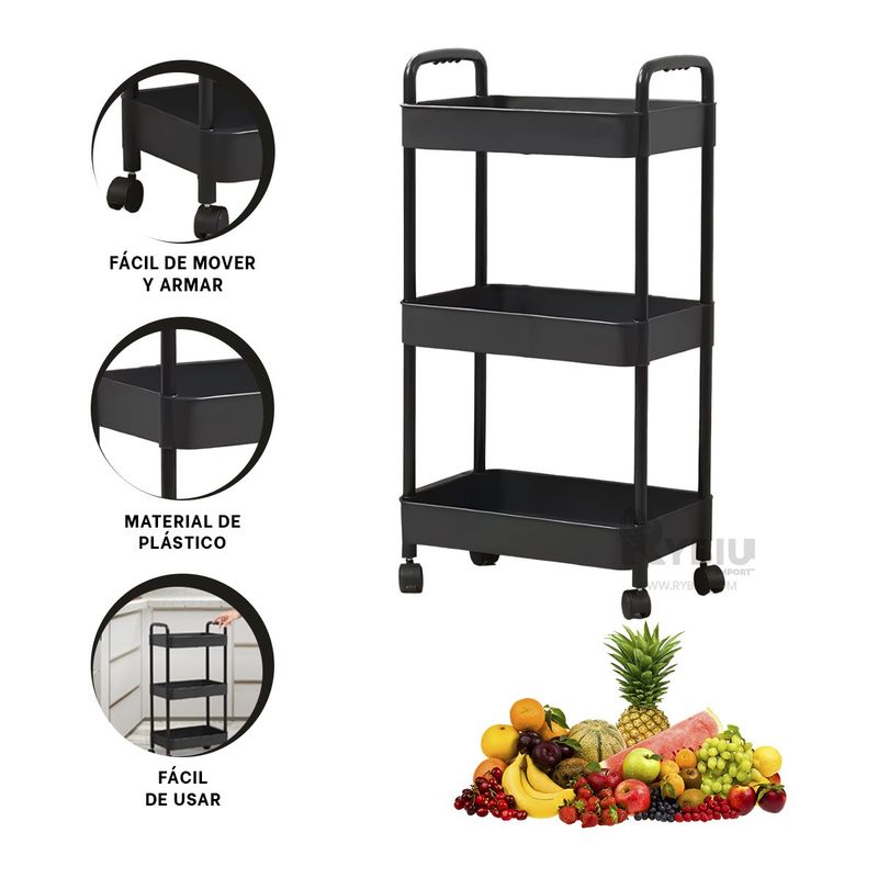 GENERICO - Estanteria Flexible de 3 Escalas Color Negro Y+Gift Stickers