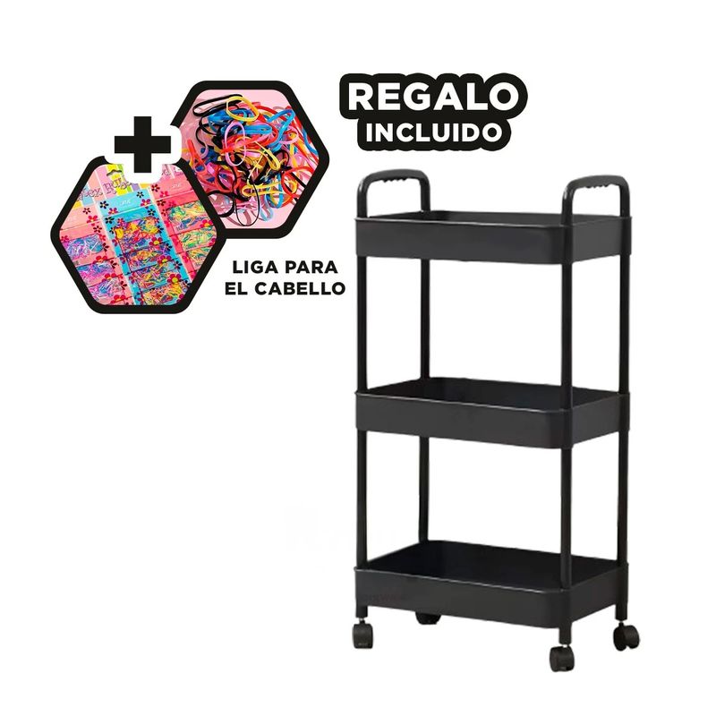 GENERICO - Estanteria Elegante en Color Negro Y+Ligas de Regalo