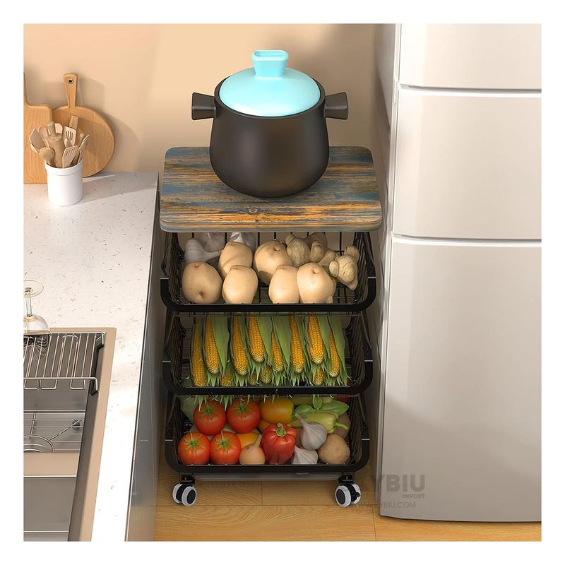 GENERICO - Cesta para la Cocina con LLantitas Negro Y+Regalo Agendita