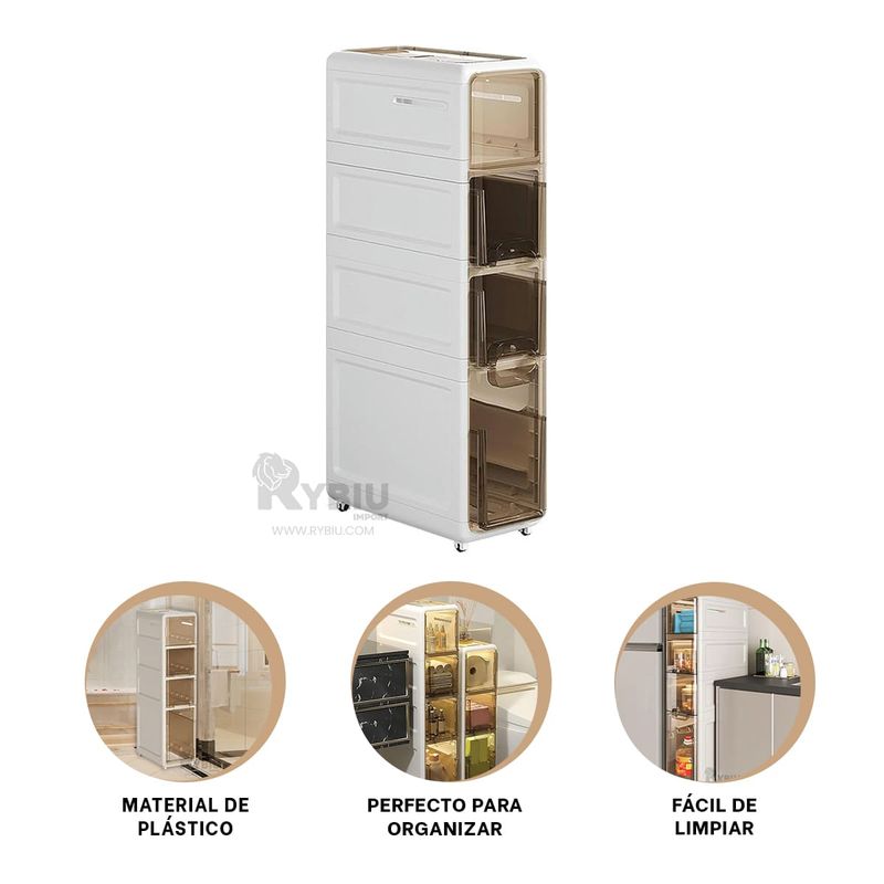 GENERICO - Closet Facil de 4 Niveles Blanco Y+Regalo Ligas para Peinar