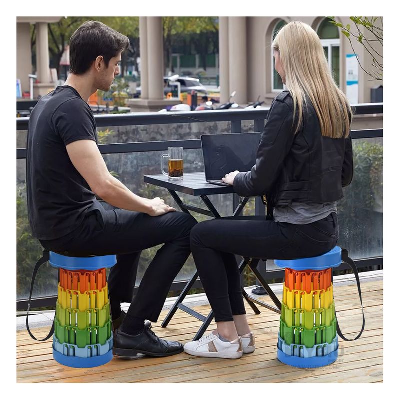 GENERICO - Silla Plegable Portatil con Centro Multicolor y Tapa Azul